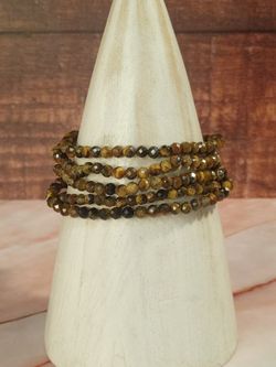 Pulsera de Ojo de Tigre facetada de 4 mm