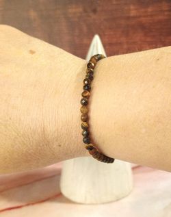 Pulsera de Ojo de Tigre facetada de 4 mm
