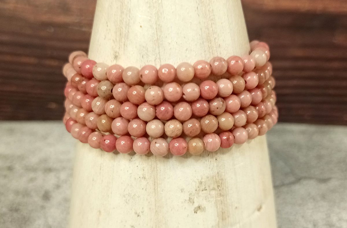Pulsera de Rodonita bola lisa 4 mm