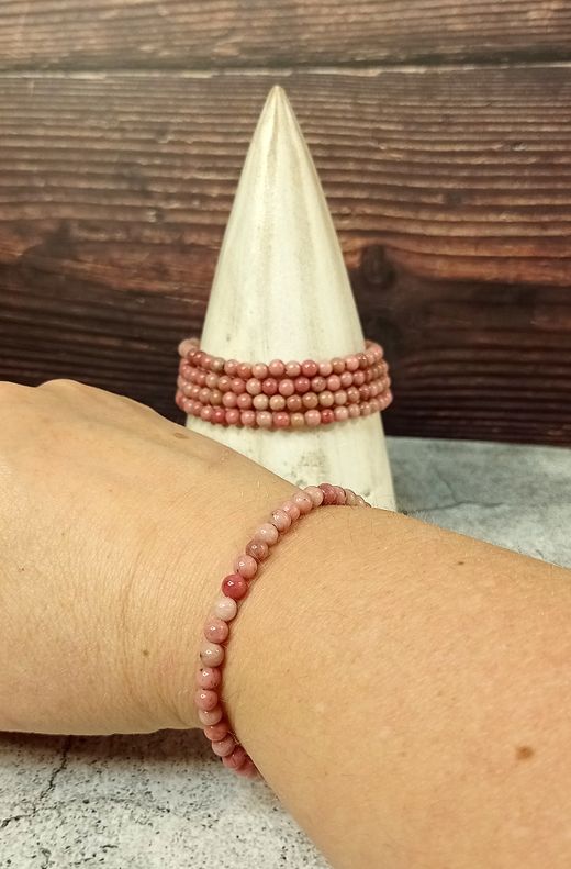 Pulsera de Rodonita bola lisa 4 mm