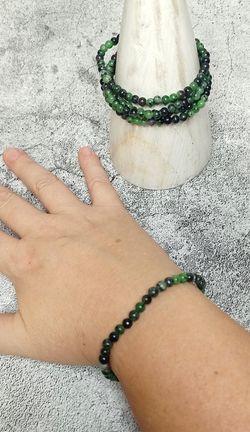 Pulsera de Rubí con Zoisita bola lisa 4 mm