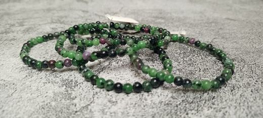 Pulsera de Rubí con Zoisita bola lisa 4 mm