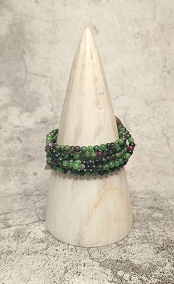 Pulsera de Rubí con Zoisita bola lisa 4 mm