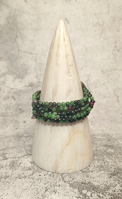 Pulsera de Rubí con Zoisita bola lisa 4 mm