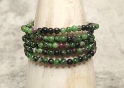 Pulsera de Rubí con Zoisita bola lisa 4 mm