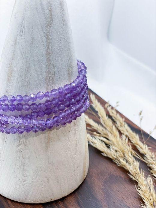 Pulsera facetada de 4mm de Amatista