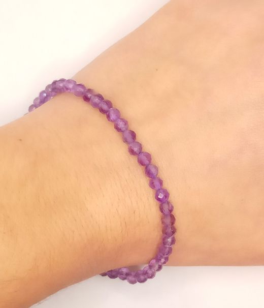 Pulsera facetada de 4mm de Amatista