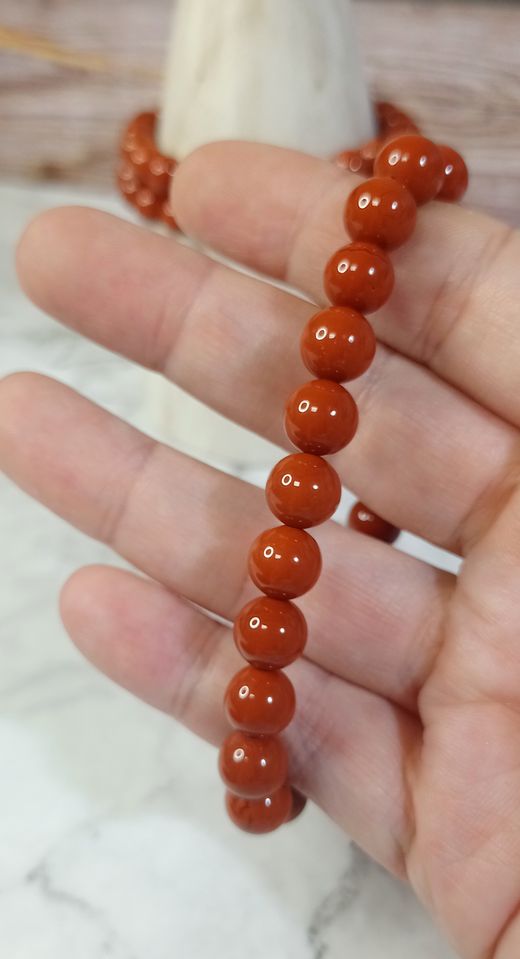 Pulsera Jaspe rojo 8 mm bola lisa