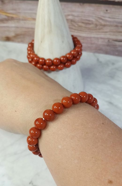 Pulsera Jaspe rojo 8 mm bola lisa