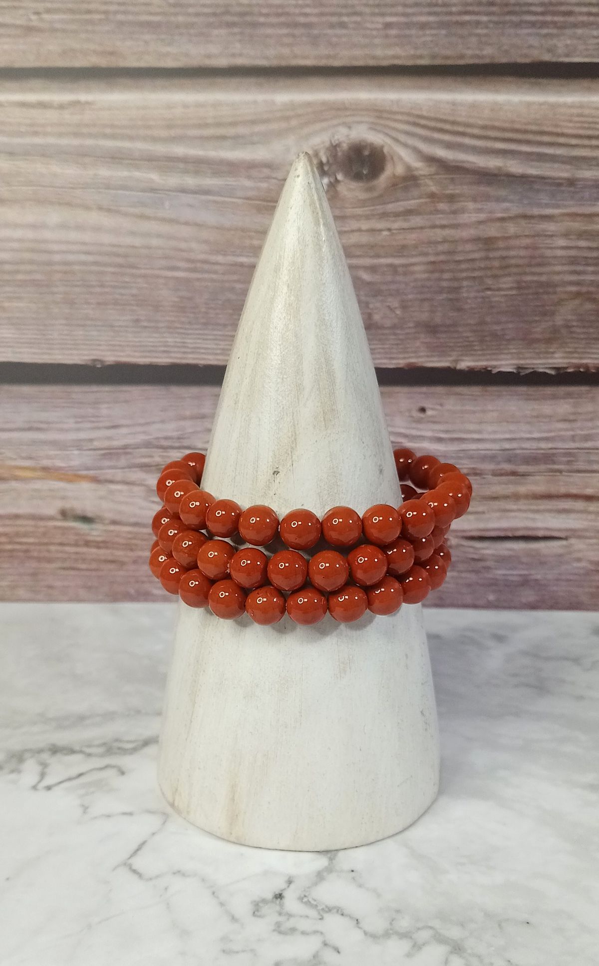 Pulsera Jaspe rojo 8 mm bola lisa