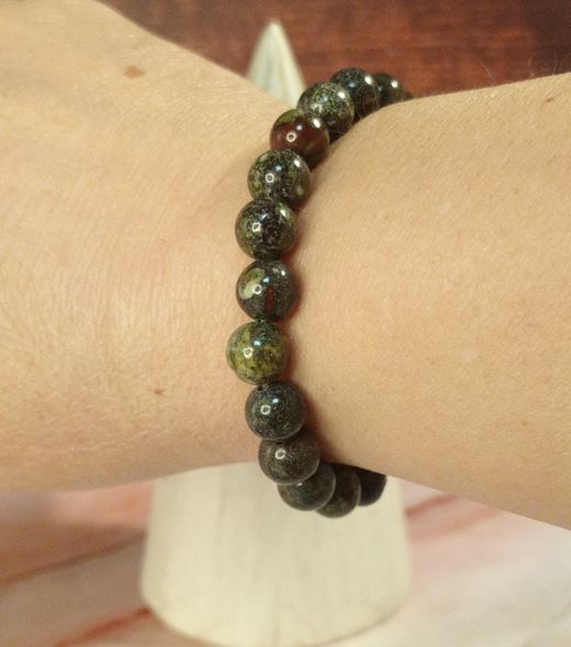 Pulsera Jaspe sangre de dragón 8 mm bola lisa