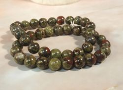 Pulsera Jaspe sangre de dragón 8 mm bola lisa