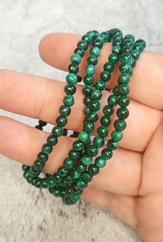 Pulsera Malaquita en bola de 4 mm