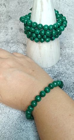 Pulsera Malaquita en bola de 8 mm