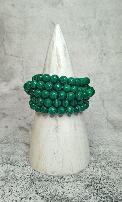 Pulsera Malaquita en bola de 8 mm