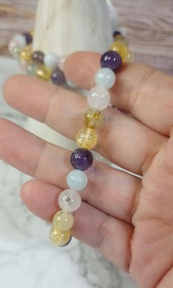 Pulsera Mix cuarzos bola lisa 8 mm