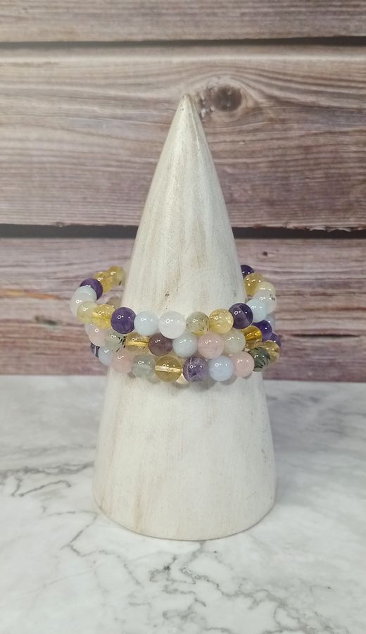 Pulsera Mix cuarzos bola lisa 8 mm