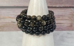 Pulsera Obsidiana dorada 8 mm bola lisa