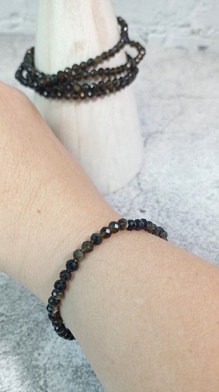 Pulsera Obsidiana dorada facetada 4 mm