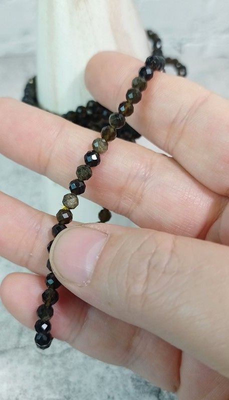 Pulsera Obsidiana dorada facetada 4 mm