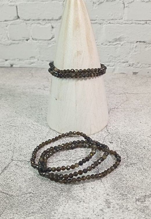 Pulsera Obsidiana dorada facetada 4 mm