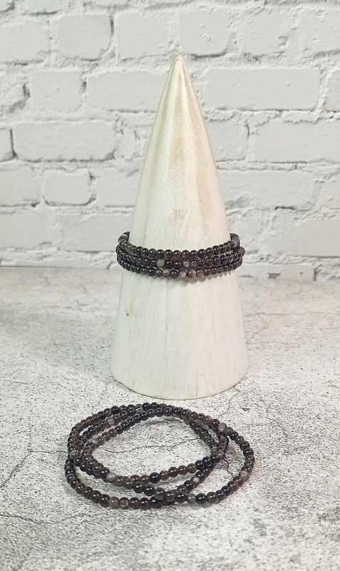 Pulsera Obsidiana plata bola de 4 mm