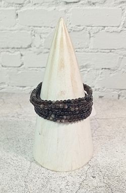 Pulsera Obsidiana plata bola de 4 mm