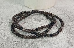 Pulsera Obsidiana plata bola de 4 mm