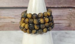 Pulsera Ojo de Tigre 8 mm bola lisa mate