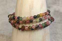 Pulsera Turmalina multicolor en bola de 4 mm (calidad extra)