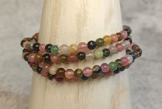 Pulsera Turmalina multicolor en bola de 4 mm (calidad extra)