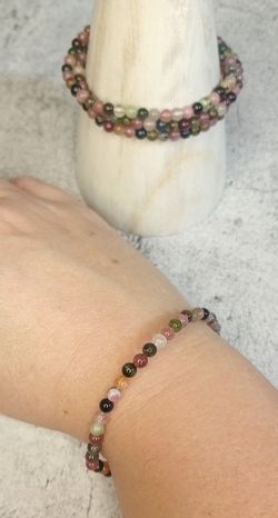 Pulsera Turmalina multicolor en bola de 4 mm (calidad extra)