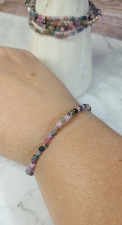 Pulsera Turmalina multicolor facetada 3 mm