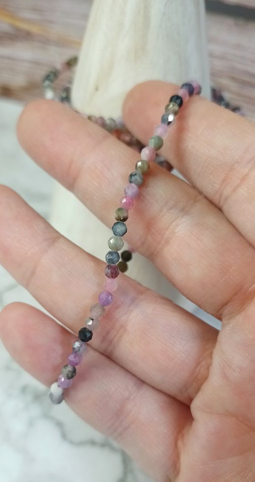 Pulsera Turmalina multicolor facetada 3 mm