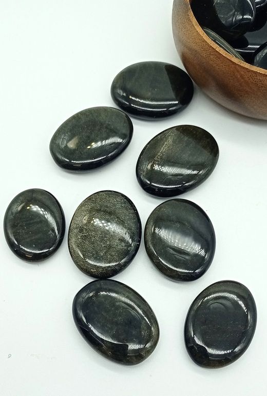 Rodado plano de Obsidiana Dorada