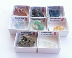 Minerales en cajita de 4x4. Serie roja.
