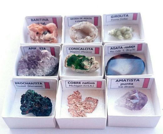 Minerales en cajita de 4x4. Serie roja.